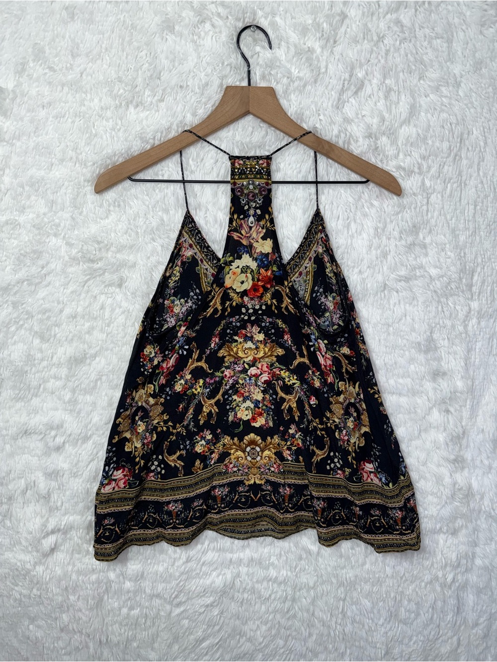 Camilla 2018 Hampton Hive Silk Rhinestone Embellished Camisole Floral Garden Top - Picture 9 of 11